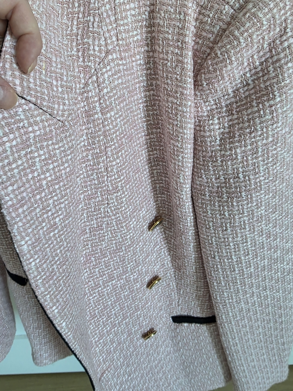 Zara Pink Tweed Blazer with Black Trim - Picture 6 of 7